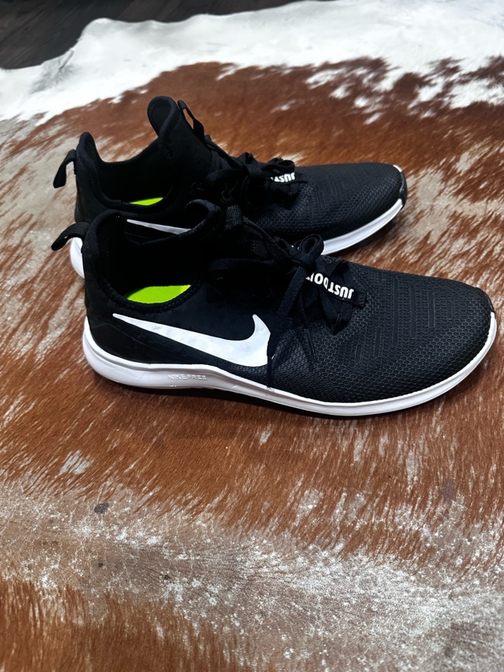 Nike Black Sneakers with Neon Yellow Insole